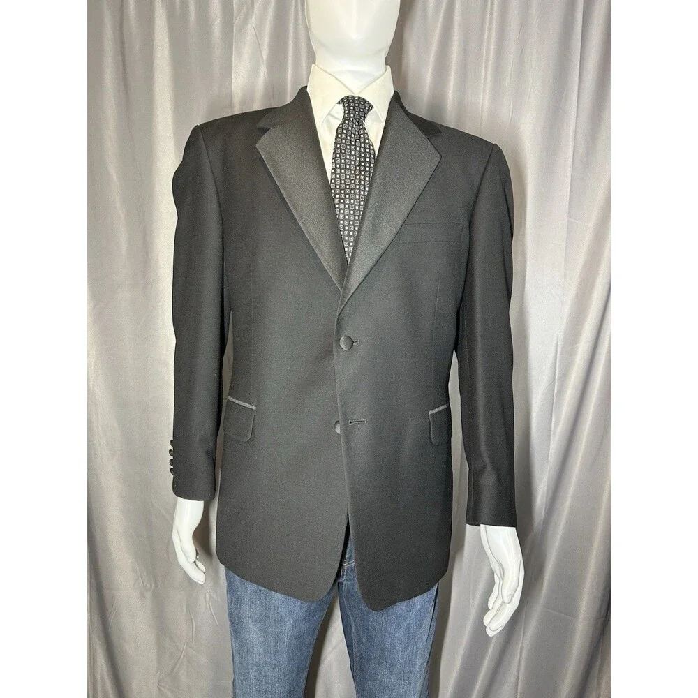 VTG Daniel Gray Men’s Black 100% Worsted Wool Tuxedo 43R Pants 35X30 Formal